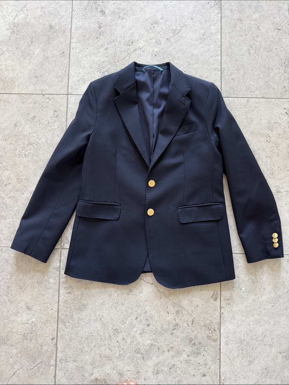 Vineyard Vines Boys Navy 100% Virgin Wool Blazer with Gold Buttons